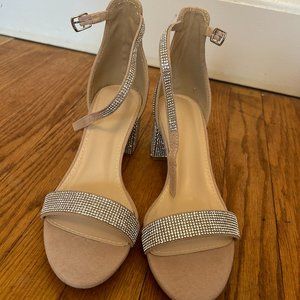 BRAND NEW! Charlotte Russe Nude/Silver Glitter Block Heels